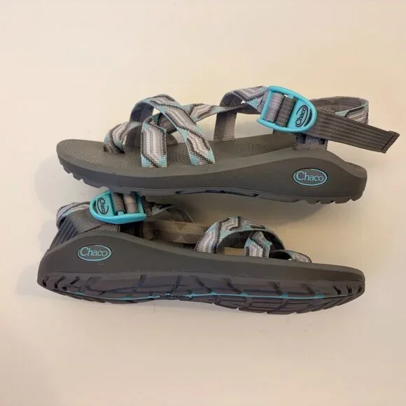 Chaco Z Cloud 2 Z2 Size 8 Women Candy Gray Turquoise Sport Sandal EUC - Picture 3 of 6